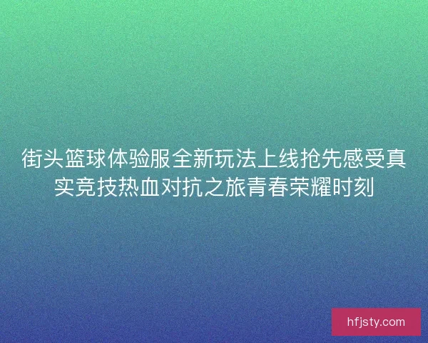 街头篮球体验服全新玩法上线抢先感受真实竞技热血对抗之旅青春荣耀时刻